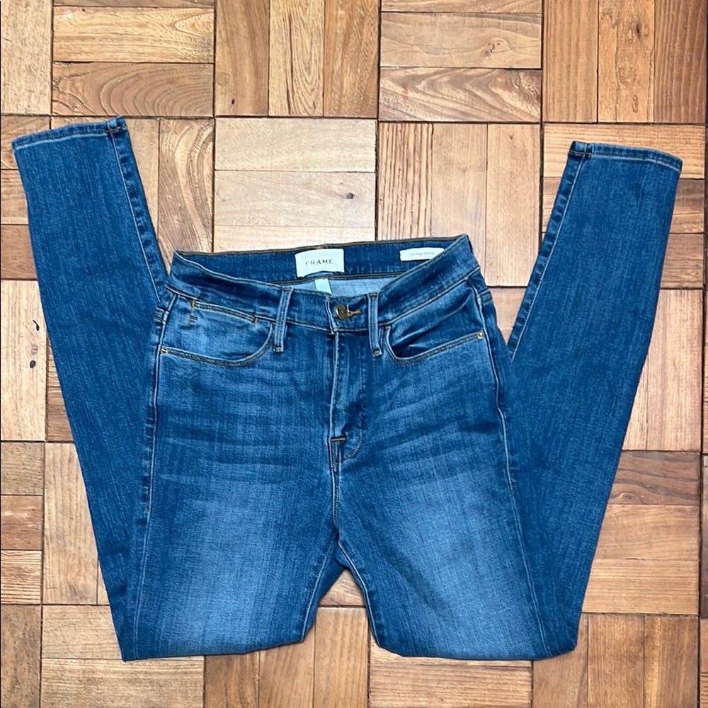 Frame Denim Le High Skinny Jeans in Rich Indigo Blue